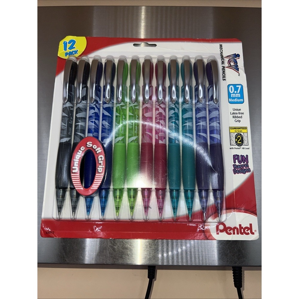 12 Pentel Razzle Dazzle Icy Automatic Pencil 0.7 mm Assorted Barrel Colors NEW